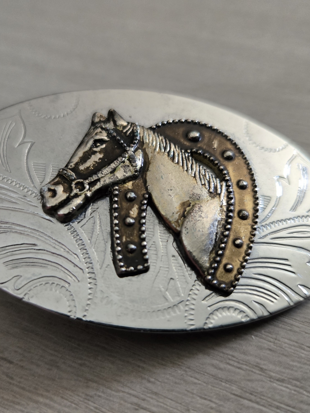Vintage Horse Horseshoe Belt Buckle